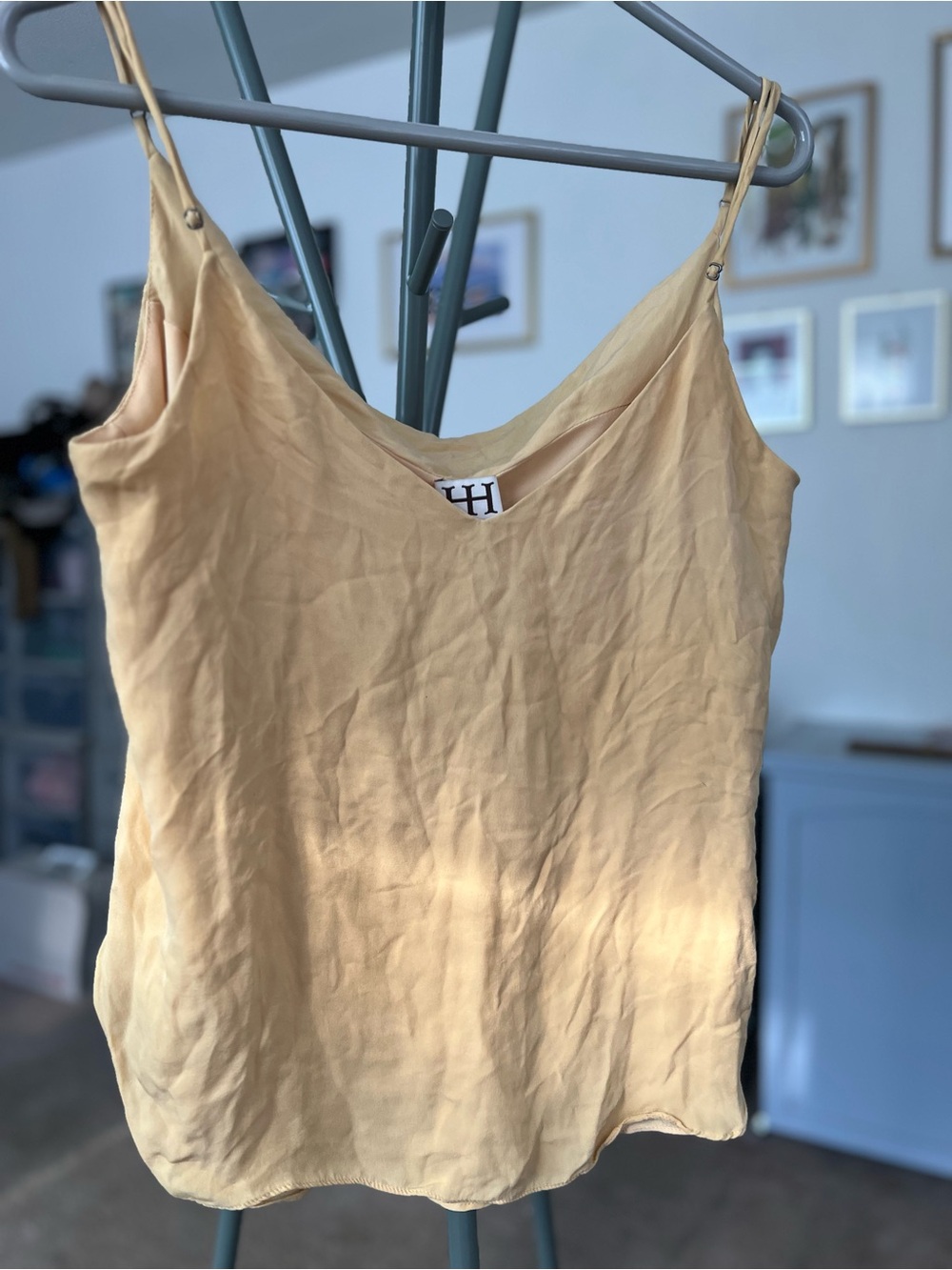 Haute Hippie Mojave Yellow Satin V-Neck Camisole